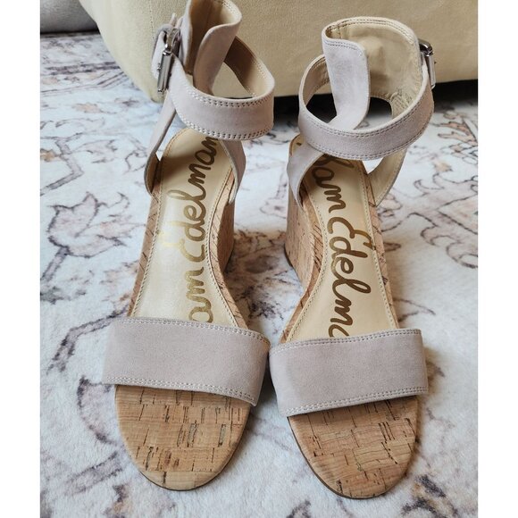 Sam Edelman Women's Sz. 8M Willow Taupe Wedge Ankle Strap Sandals - Picture 2 of 7